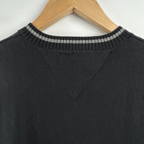 Tommy Hilfiger preppy argyle diamond pattern sweater vest black gray men medium - Picture 5 of 8